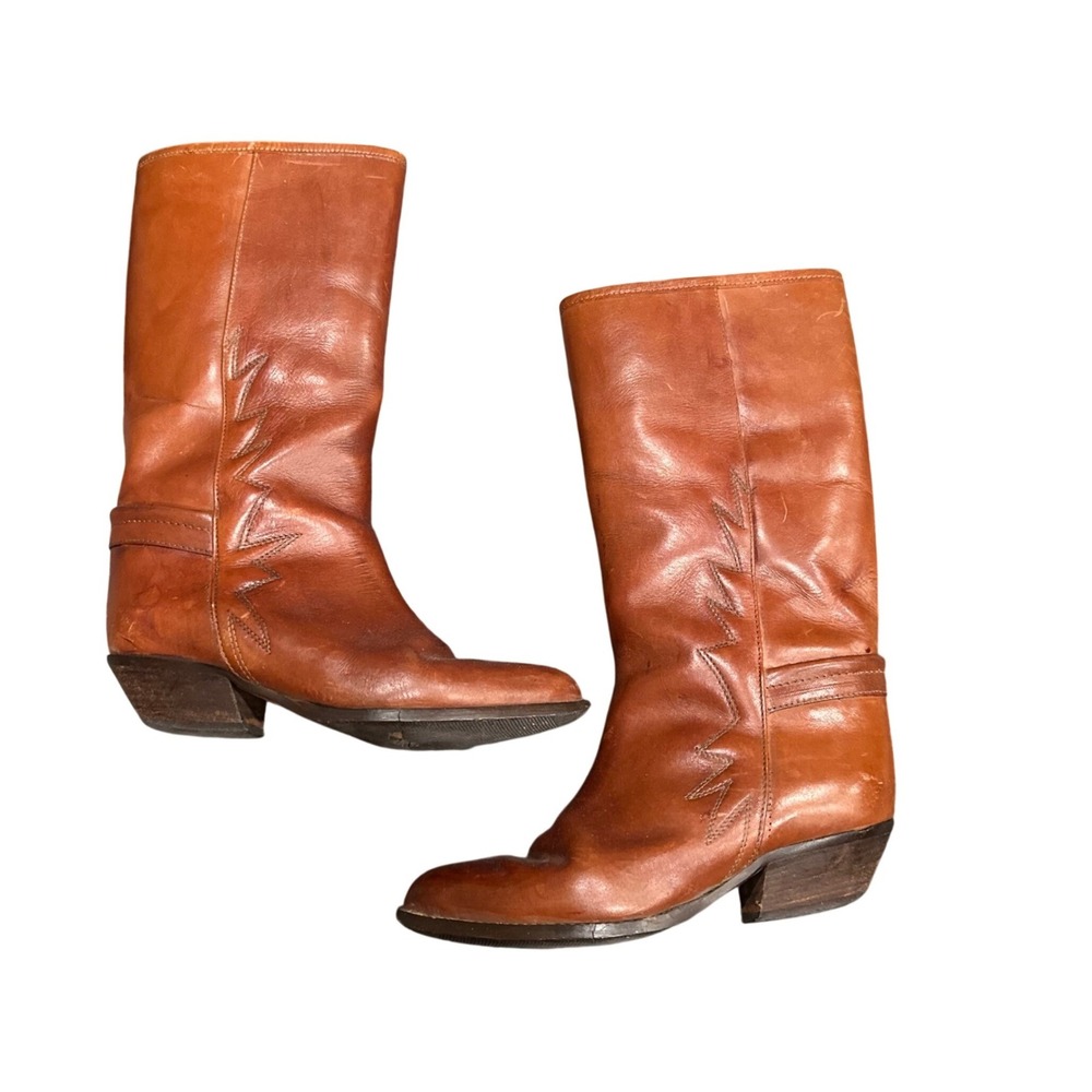 Holt Renfrew Vintage Cognac Leather Western Boots Made in Italy Size 5.5 B